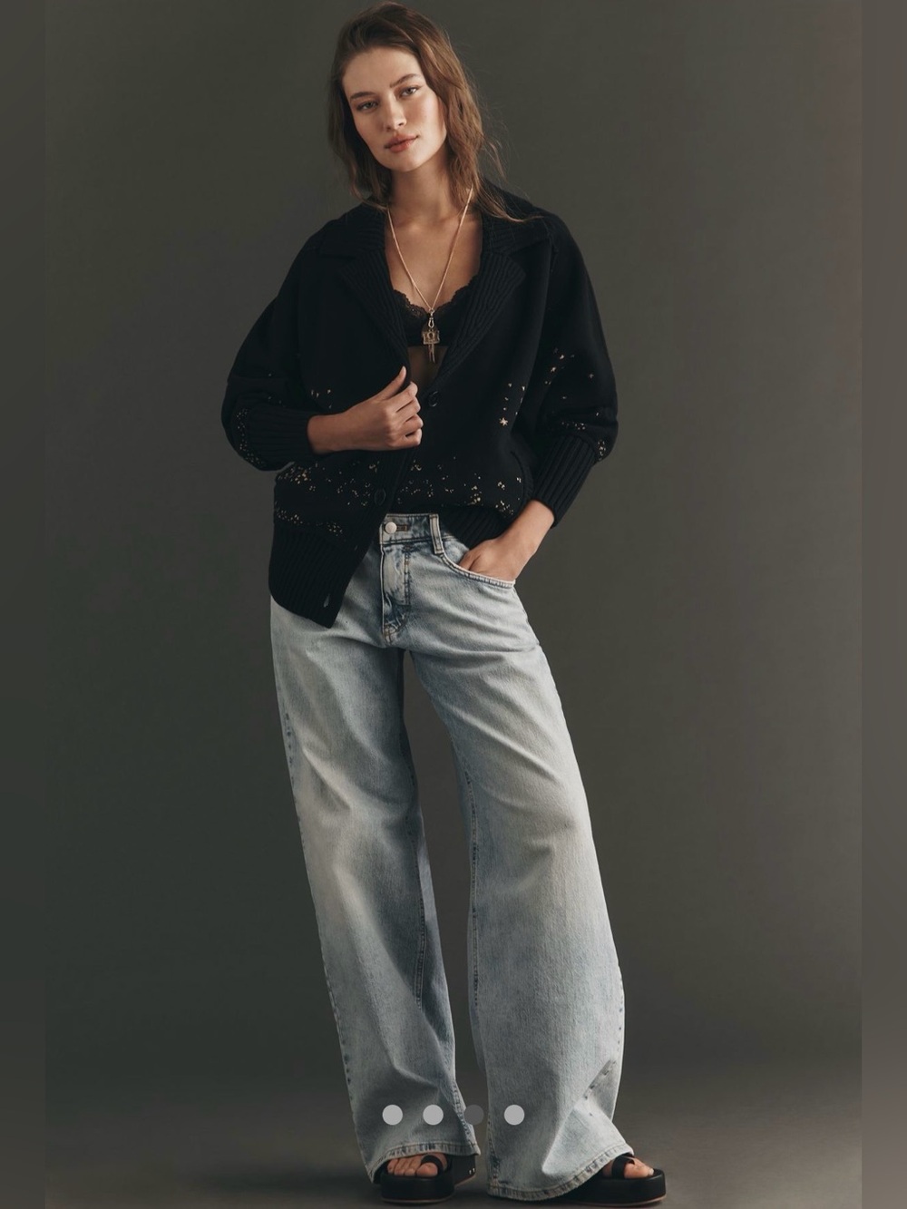 NWT By Anthropologie Collared V-
Neck Cardigan - Metallic Butterfly - Small - Picture 1 of 12